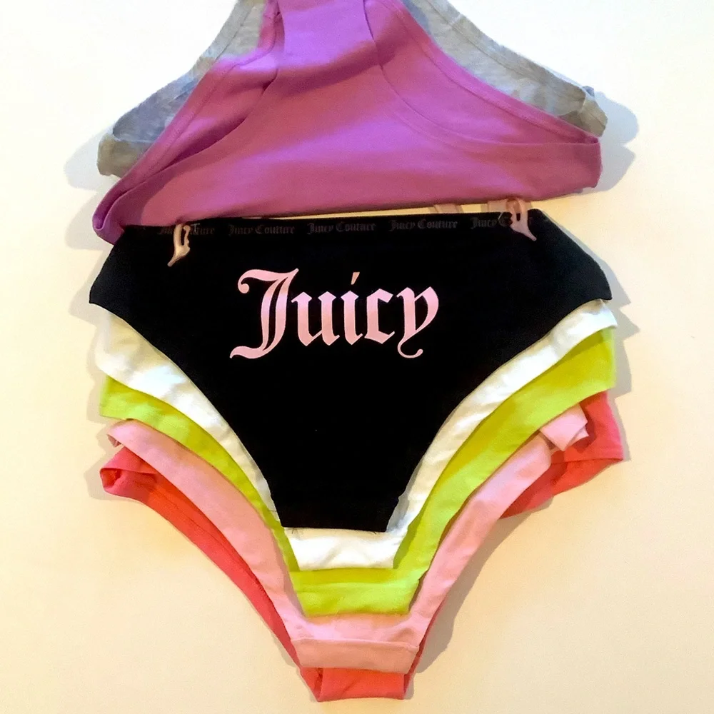 Juicy Couture Intimates 7 Pack Logo Panties Multicolor L New - Picture 5 of 9